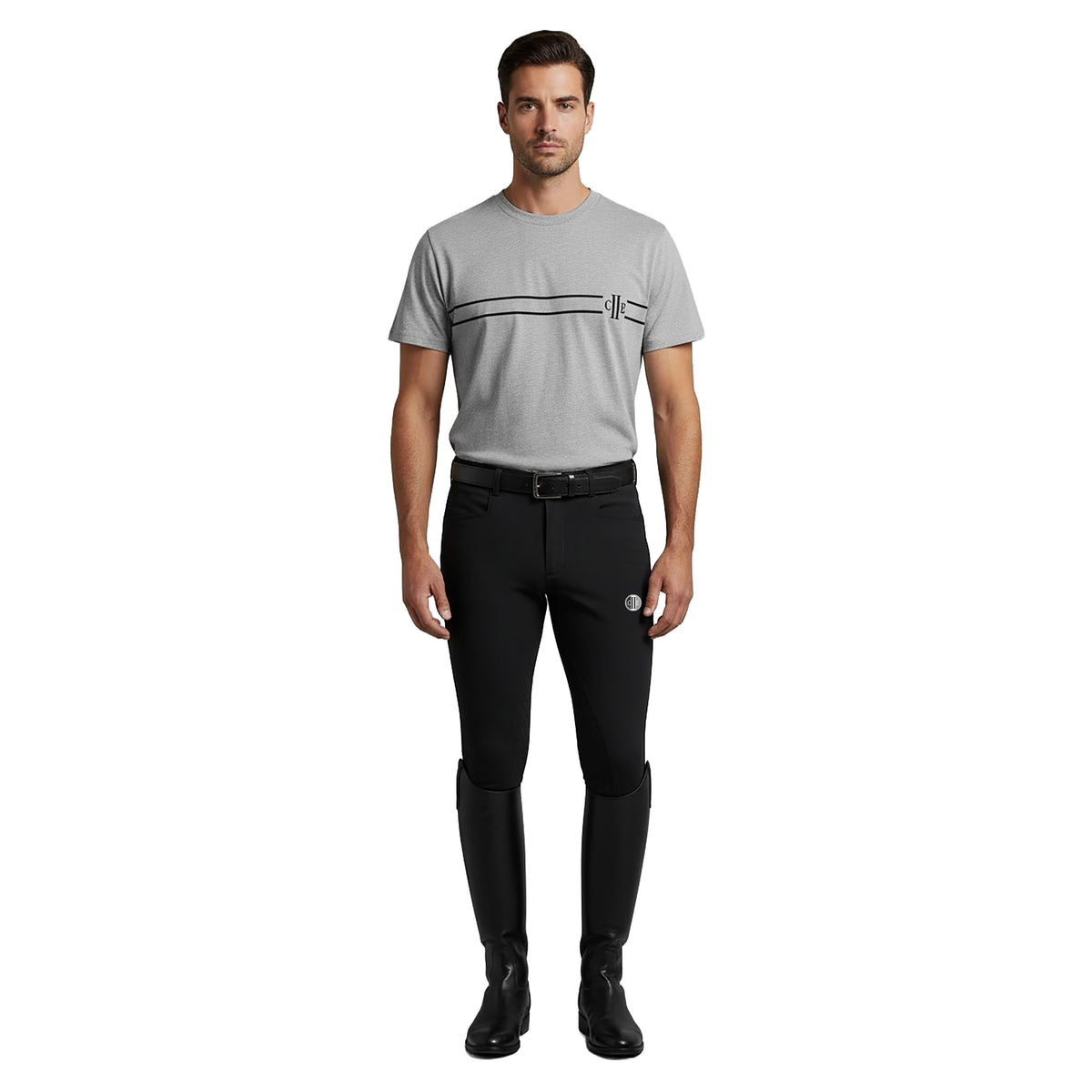 CALENZANO Mens T-Shirt W print Grey Melange