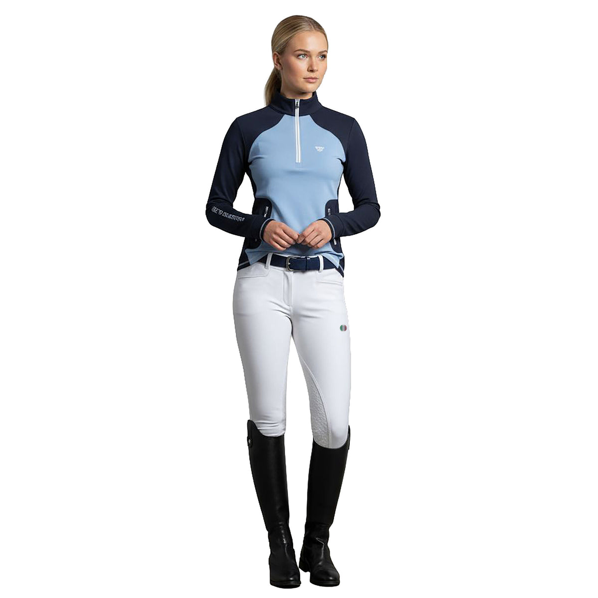 QUEENS PARK Ladies Zip Neck Trainingshirt Navy (Black Iris)