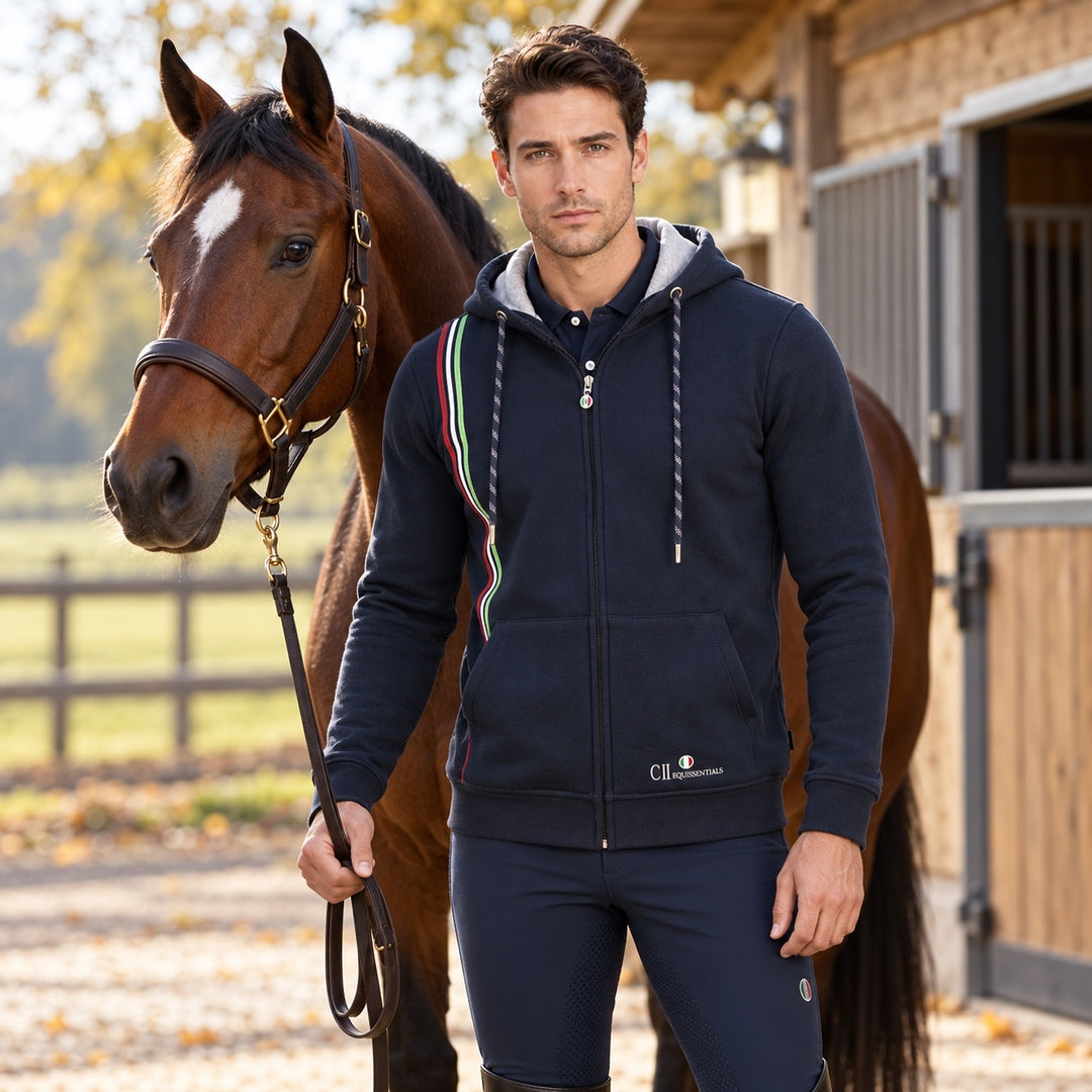 MENTECA Longsleeved Zip Hoodie Navy (Black Iris)