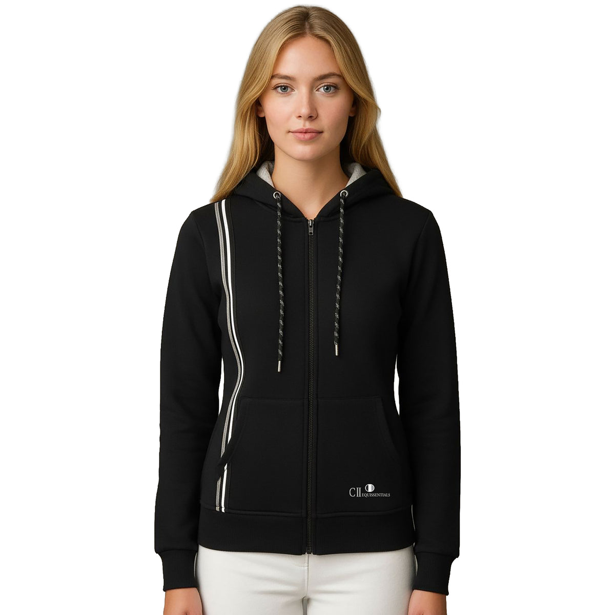 MENTECA Longsleeved Zip Hoodie Black (Jet Black)