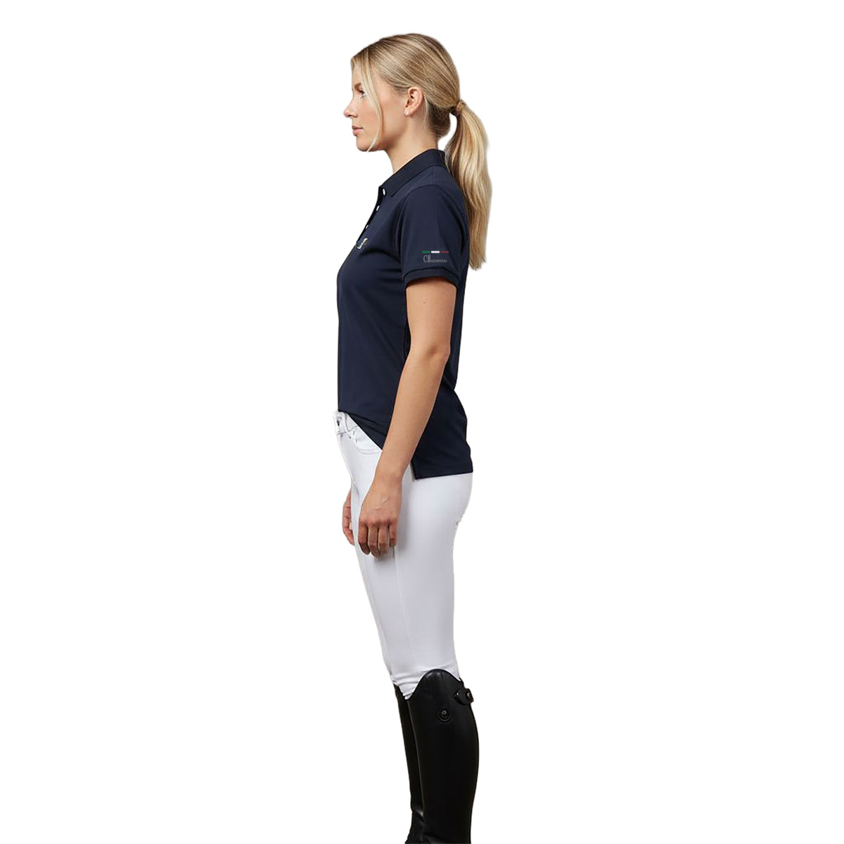 MERCED Polo Neck Pique T-Shirt Navy (Black Iris)