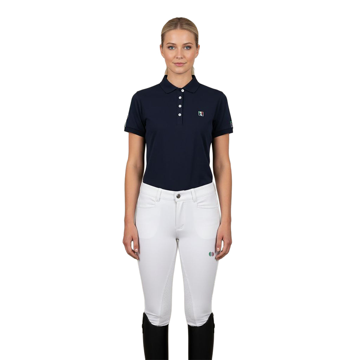 MERCED Polo Neck Pique T-Shirt Navy (Black Iris)
