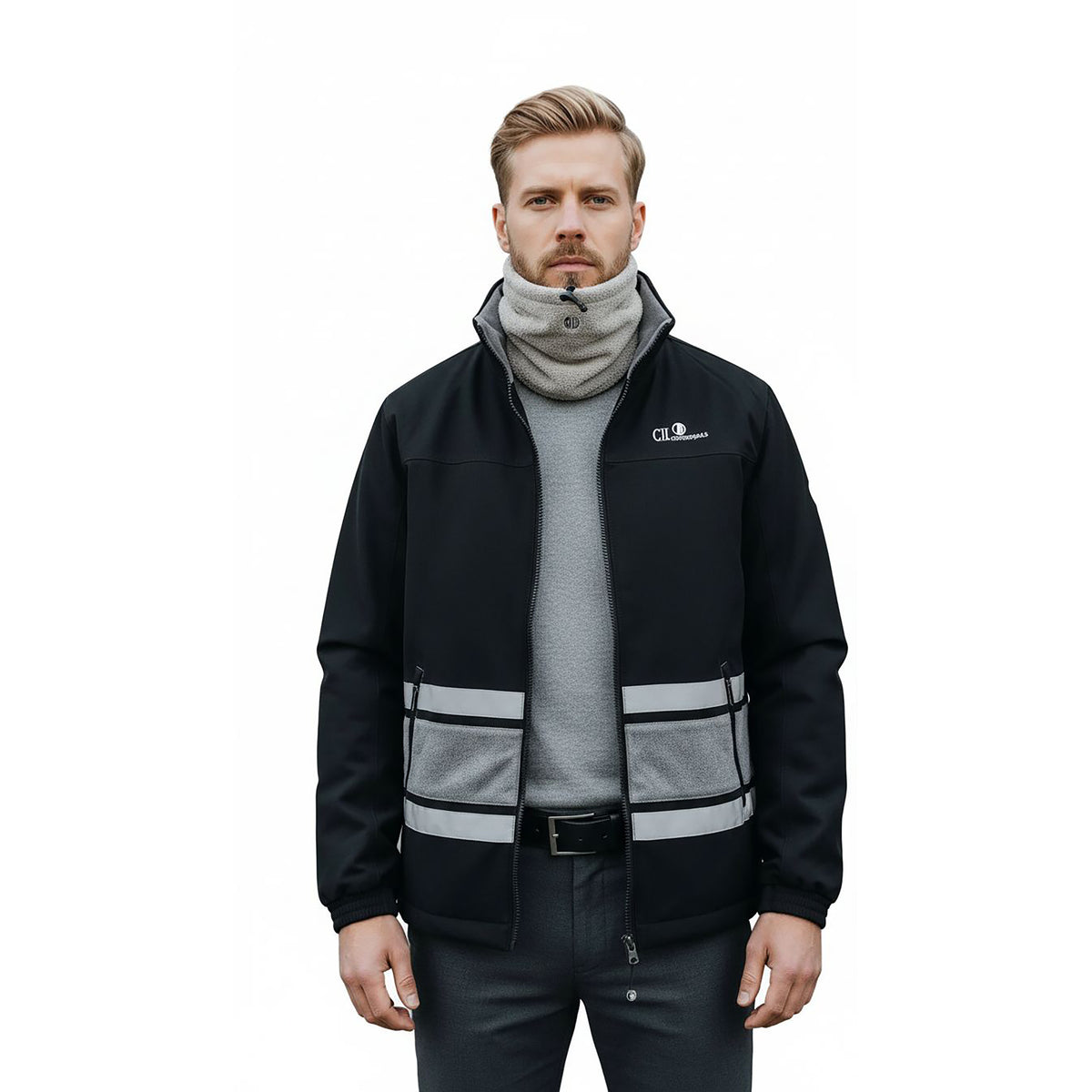 IRVINE Fleece Neck Grey Melange