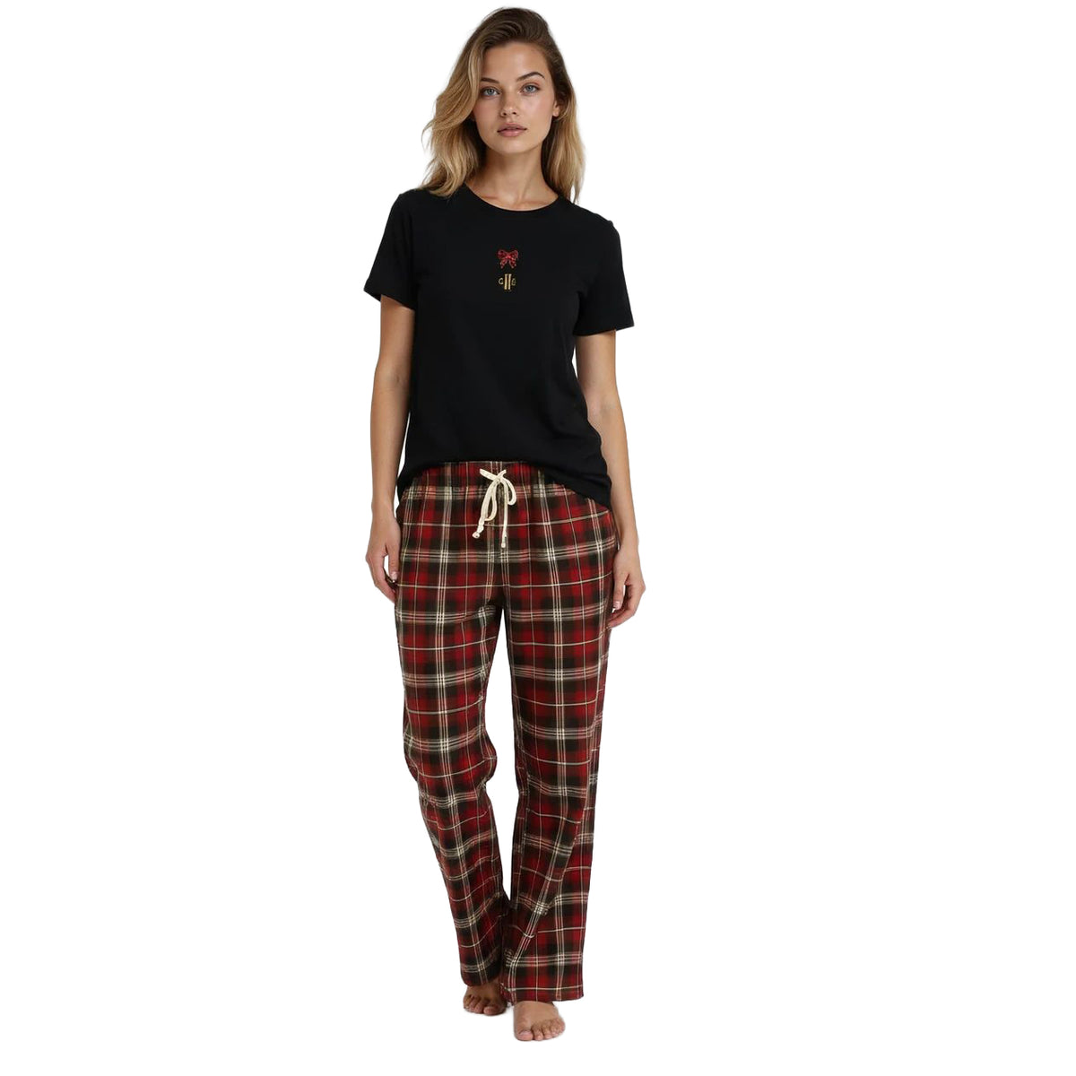 ALBERGO Ladies T-Shirt W embrodery Black (Jet Black)