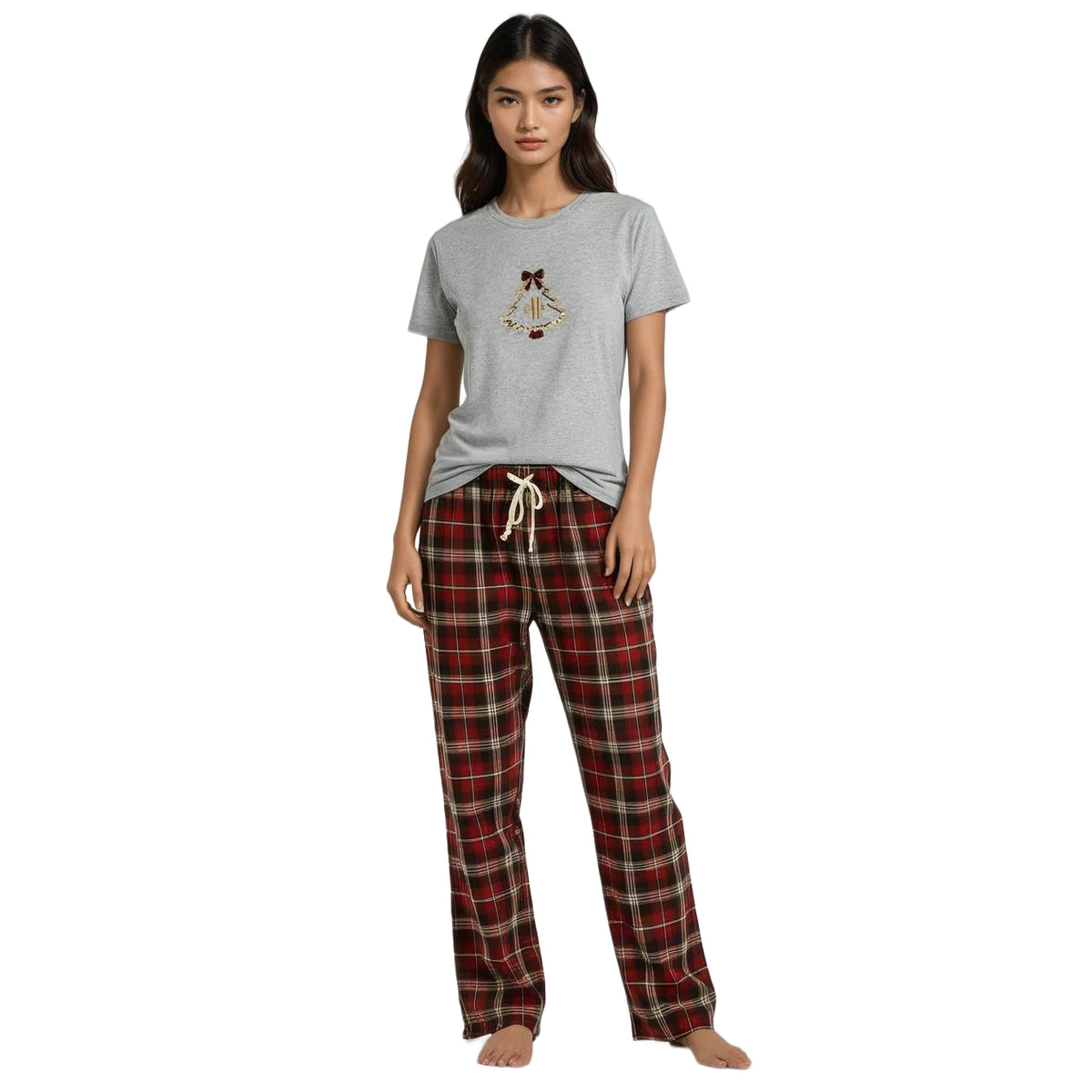 BUCINE Ladies T-Shirt w Embrodery Grey Melange