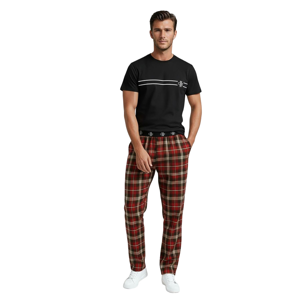 CALENZANO Mens T-Shirt W print Black (Jet Black)