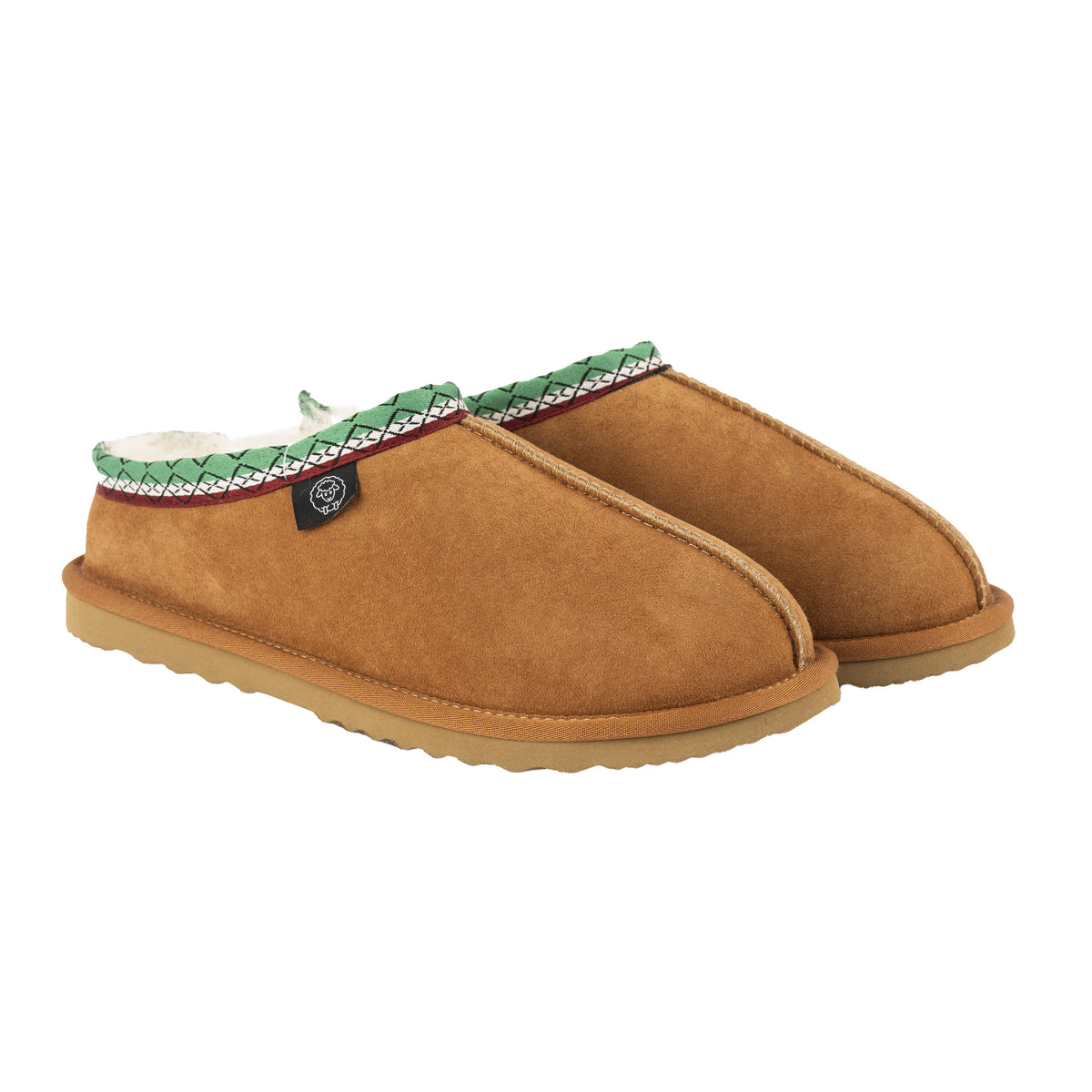 LUCCA Unisex Sheep Leather Slippers Cognac