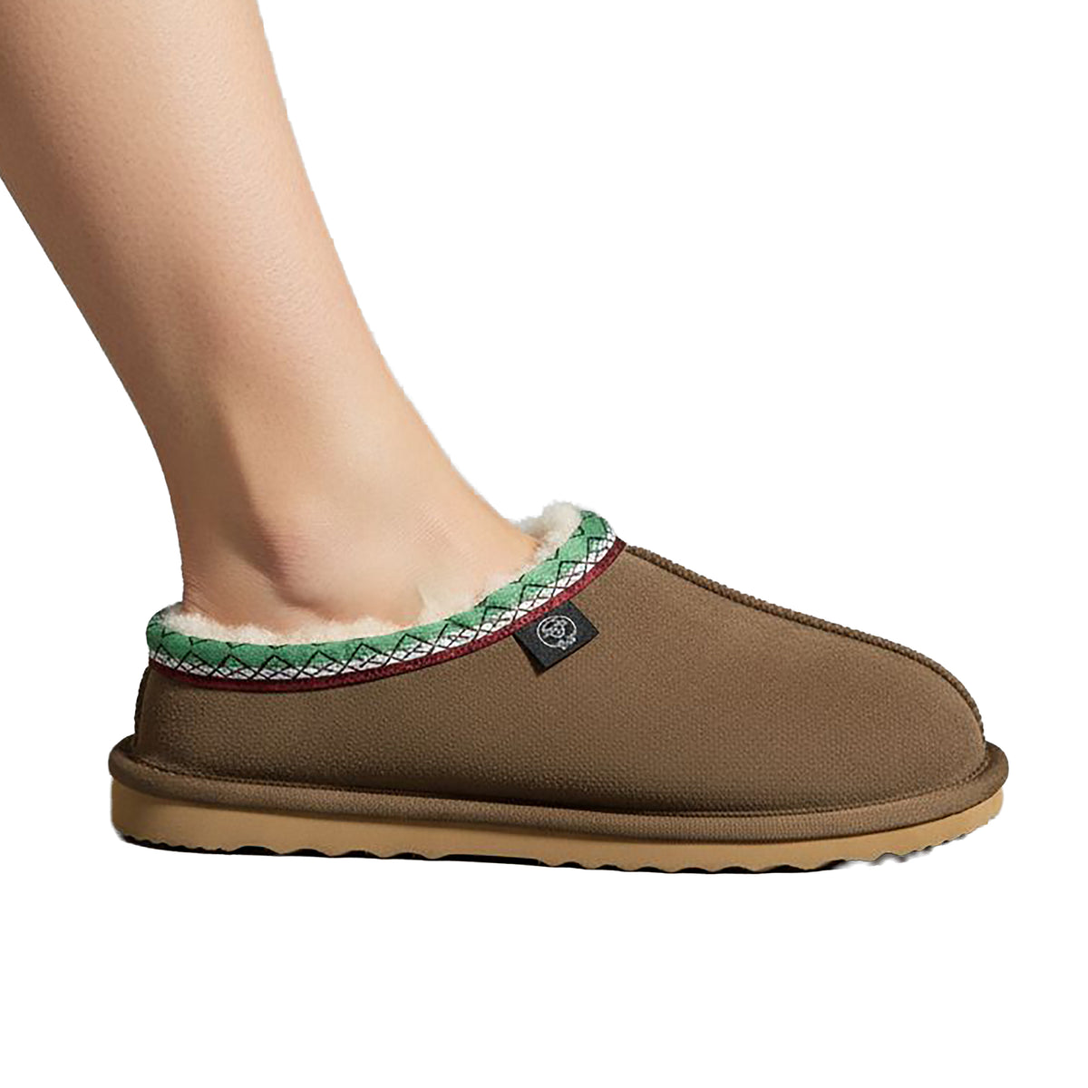 LUCCA Unisex Sheep Leather Slippers Chocolata
