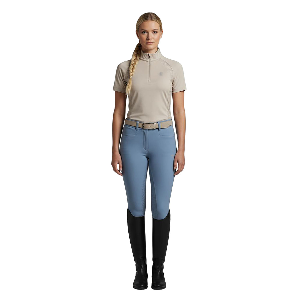WESTMINISTER Ladies Zip Neck Top Sandshell (Beige)